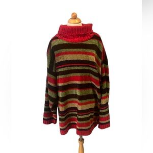 Multi-Colored Striped Turtle Neck Sweater
